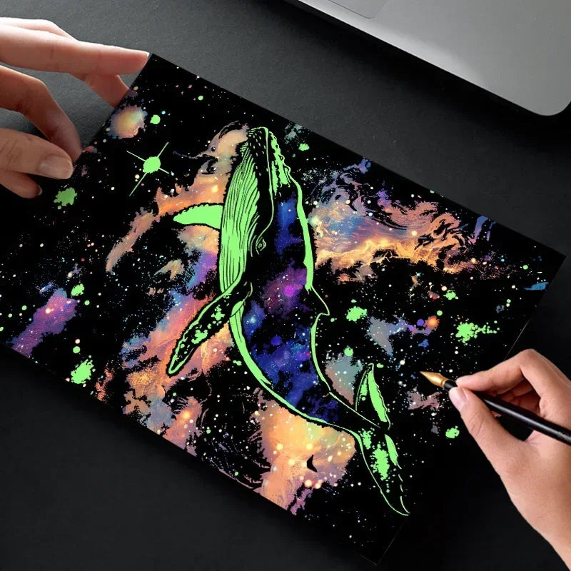 4Pcs/Set DIY Hand Drawn Luminous Painting Glow Scratch Painting Colorful Painting Creative Draw Pictures Educational Toys Gift